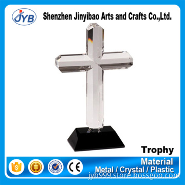 new design marble base crystal cross shape decoration trophy